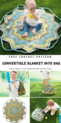 a crocheted blanket with the words, free crochet pattern convertable blanket into