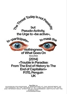 a poster with an eye and words on it