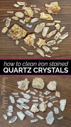 There is a simple method for cleaning iron from quartz crystals. Learn what solution I soak my crystals in to get them sparkling clean. #crystals #healingcrystals #cleaningtips # #spirituality #nature How To Clean Quartz Rocks, Clean Crystals How To, How To Dig For Crystals, Best Way To Clean Rocks, How To Clean Quartz Crystals, Cleaning Quartz Crystals, Quartz Rocks Raw, Quartz Rock Crafts, Things To Do With Rocks Diy Craft Ideas