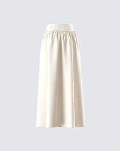 Elevate your look with this cream ruched maxi skirt 🤍 With a fitted waist and a voluminous skirt - this piece, made from poly suiting fabric, will add the perfect amount of dramatics to your look 😙 Ruched Maxi Skirt For Formal Occasions, Elegant Ruched Maxi Skirt For Formal Occasions, Elegant Ruched Maxi Skirt For Formal Events, Ruched Draped Long Skirt For Formal Occasions, Formal Ruched Long Draped Skirt, Formal Long Draped Ruched Skirt, Formal Long Ruched Draped Skirt, Elegant Pleated Skirt With Elastic Waistband, Formal Ruched Draped Flowy Skirt