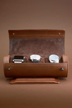 Travel Watch Case with a functional minimalist design, made for daily use, perfect for travel or home storage. Elegant accessory, great for owners and collectors of timepieces. Ideal to protect and carry your watches, especially when you’re on the move. Our watch case holder features a black nickel pin closure and individual soft cushions to install and remove each watch easily. Pillows Cotton, Leather Watch Case, Watch Organizer, Leather Stand, Stand Desk, Personalized Gifts For Men, Watch Storage, Night Stand, Leather Travel