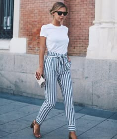 @roressclothes closet ideas #women fashion outfit #clothing style apparel Striped Bottom via Paperbag Hose, Outfit Ideas Summer, Business Outfit, Weekend Outfit, Maxi Skirts, Inspired Outfits, Business Outfits, Summer 2019