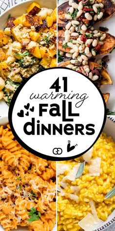 four different dishes with the words 4 amazing fall dinners