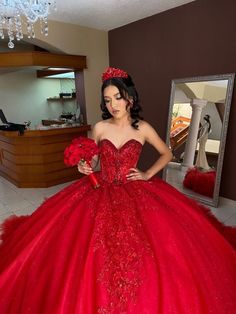 Red Sweet 16 Dresses, Quincenera Dress, Red Quince Dress, Pastel Prom Dress, Red Quinceanera Ideas, Quinceanera Dresses Red, Birthday Sweet 16, Black Quinceanera Dresses, Quinceanera Dresses Gold