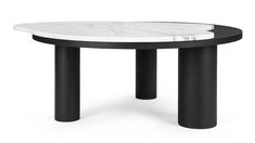 a black and white table with marble top