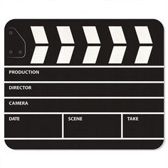 a black and white movie clapper with the words production director on it's side