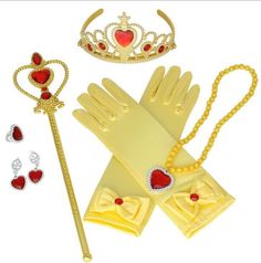 a princess costume set with gloves and tiara