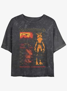 Lightweight 100% combed ring spun cottonWash cold; dry lowImportedListed in junior sizes Stranger Things Hawkins Lab, Stranger Things T Shirts, Hawkins Lab, Tall Hoodies, Crop T Shirt, Plus Size Fits, Girls T Shirt, Socks And Tights, Sweaters And Jeans