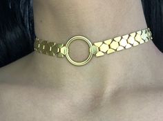 "Gold Chain Choker, Gold Choker Necklace, Links Chain Choker, Flat Chain Choker, O-Ring Choker Necklace, Gold Choker, Chain link choker Gold plated Chain Choker for a more classy and effortless look , I Just love this classic look ! Unless stated otherwise, the length of our chokers band is 11\"-12\" inches and includes a 3\" inches Silver/Gold Plated chain extender attached for extra length up to 14\"-15\" if necessary. If your neck circumference is smaller than 11\" inches (29 cm) please leave Round Chain Choker As Gift, Round Metal Chain Choker, Gift Chain Choker, Metal Chain Choker, Metal Choker With Clavicle Chain, Adjustable Chain Choker, Metal Clavicle Chain Choker, Adjustable Metal Choker, O Ring Choker