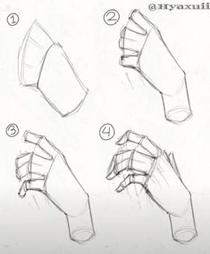 the instructions for how to draw hands with different angles and positions, including thumbnails