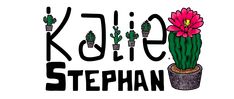 a drawing of a cactus in a pot with the words kolie stephanie on it