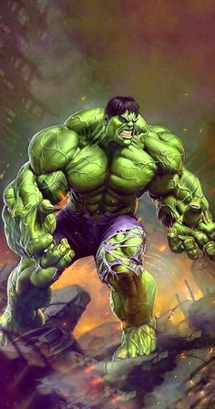 the incredible hulk from avengers comics is shown in this painting by jeff vandervel