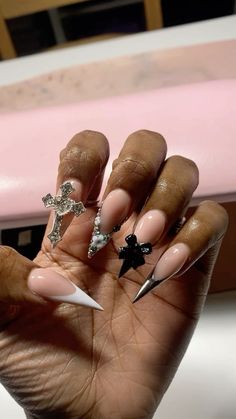 Stiletto Nails Black Women, Stilleto Nails Designs, Work Nails, French Acrylic Nails, Short Square Acrylic Nails, Exotic Nails, Long Acrylic Nails Coffin