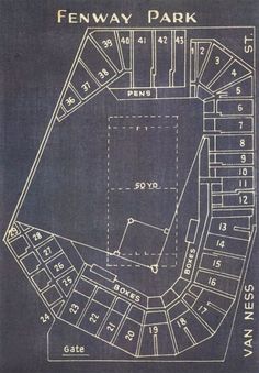 the fenway park seating plan for an upcoming baseball game is shown in blueprint