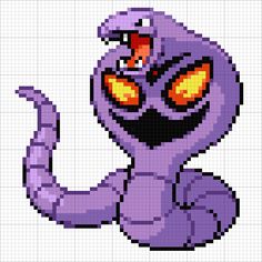 an image of a cartoon character made out of pixellated pixels, with orange eyes