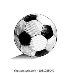 a black and white drawing of a soccer ball