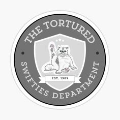 the tortured swiffies department logo sticker on a white and gray background