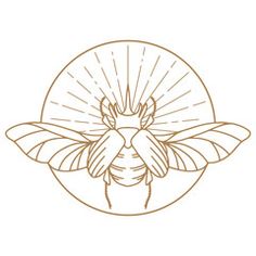 a bee with wings and sun rays in the background stockvectors for logo design