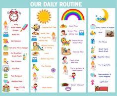 this is an image of the daily routine chart for babies and toddlers to use