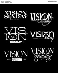 some type of font that is black and white with the words vision sunday on it