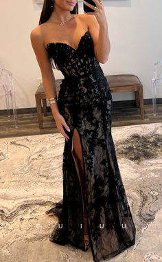 Black Mermaid Dress, Formal Ideas, Plus Size Evening Gown, Strapless Prom Dresses, Lace Prom Dress, Black Prom, Lace Mermaid