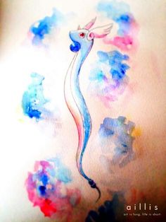 the back of a woman's stomach with watercolors on it and an artistic design