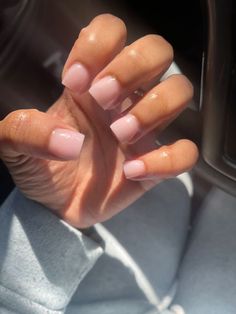 Pink Nail Overlay, Nudish Pink Acrylic Nails, Layover Nails Short, Stubbies Nails, Real Short Nails Ideas, Real Short Acrylic Nails, Short Nurse Nails, Simple Manicure For Short Nails, Extra Small Nails