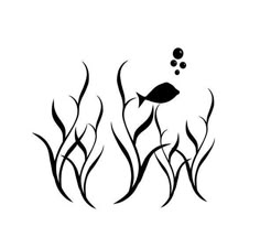 an image of fish in the water with plants and bubbles on white background royalty illustration