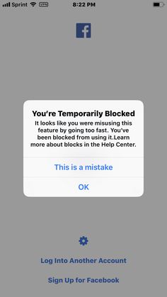 an iphone screen with the text you're temporary blocked on it and another sign up for facebook