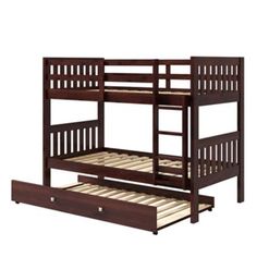 a bunk bed with drawers underneath it on a white background and an image of the bottom part of the bed