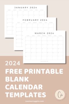 the free printable blank calendar templates for january, march and feb with text overlay