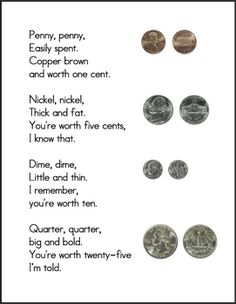 some coins are arranged in different ways to describe what they're worth and value