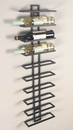 the wine rack is holding several bottles of wine