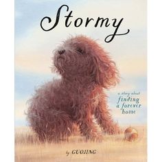 a book cover with an image of a brown dog sitting in the middle of a field