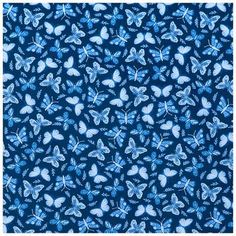 blue and white butterflies on a black background