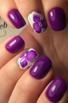 20 Bold Purple Nails Designs To Rock This Summer Styleoholic January Nail Colors, January Nail, January Nail Designs, Nail Art Designs Images, January Nails, Purple Nail Designs, Purple Nail, Best Nail Art Designs