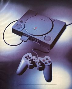 an advertisement for the playstation system with two controllers