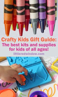 the crafty kids'gift guide is filled with colorful crayons and supplies