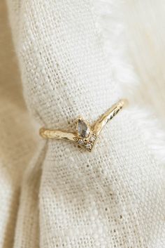 Rose Cut Salt and Pepper Diamond Marquise Peak Ring in Solid Gold - Lacee Alexandra Engagement Ring No Stone, Engagement Ring Inspo Unique, Beach Engagement Rings, Unique Right Hand Rings, No Stone Engagement Ring, Textured Engagement Ring, Magical Wedding Rings, Nature Inspired Ring, Small Unique Engagement Rings