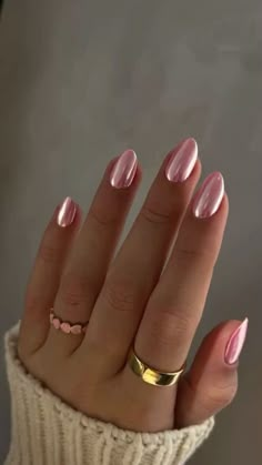 Hoco Nails, Pink Chrome Nails, Nagellack Trends, Pink Chrome, Pearl Nails