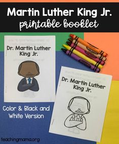 martin luther king jr printable booklet with crayons and crayon markers