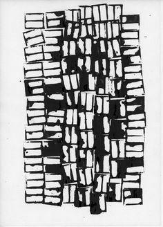 a black and white drawing on paper that has been made with squares, lines, and rectangles