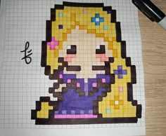 Disney Enredados 👸 Pixel Drawing Disney, Easy Pixel Art Disney, Pixel Art Disney, Pascal Tangled, Pixel Color, Pixel Art Grid