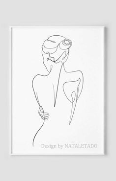 a black and white line drawing of a woman's torso, with the words design by nataliedo on it