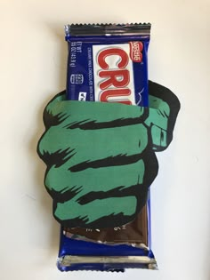 a candy bar wrapper with an image of a fist