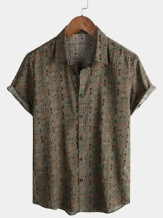 Men's Vintage Paisley Print 70s Button Up Green Boho Retro Tribal Shor – Atlanl Cheap Green Shirt With Camp Collar, Paisley Print Shirt, Vintage Paisley, 70s Boho, Vintage Hawaiian Shirts, Boho Retro, Boho Green, Vintage Hawaiian, Retro Shirts