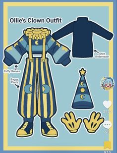 the paper doll is wearing a blue and yellow striped outfit with two hands on it