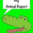 a green book cover with an image of a cartoon alligator and the words, i love my animal report