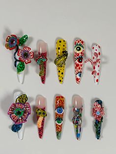 3d Sculpted Nail Art, Insane Nail Designs, Short Crazy Nails, Maximalism Nails, Hazel Nails, Over The Top Nails, Grafitti Nails, Crazy Nail Art Unique, Nut Nails