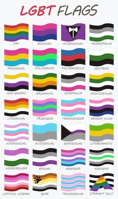 a poster with the names and colors of different types of flags in each color scheme